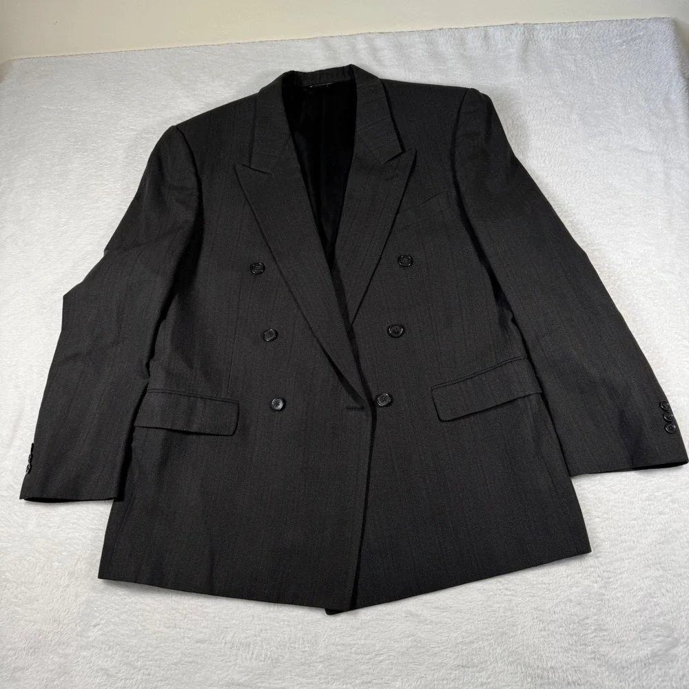Savile Row Blazer Mens 46‎ Charcoal Grey Double Breasted Pinstripe Canada